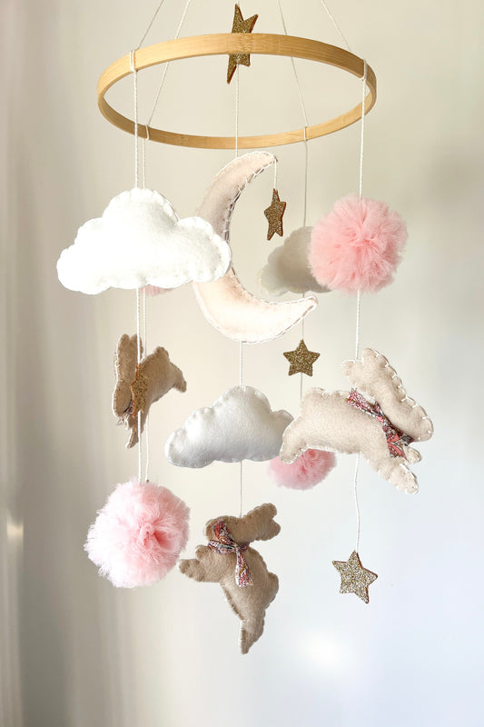 Pom Pom Bunny Baby Mobile