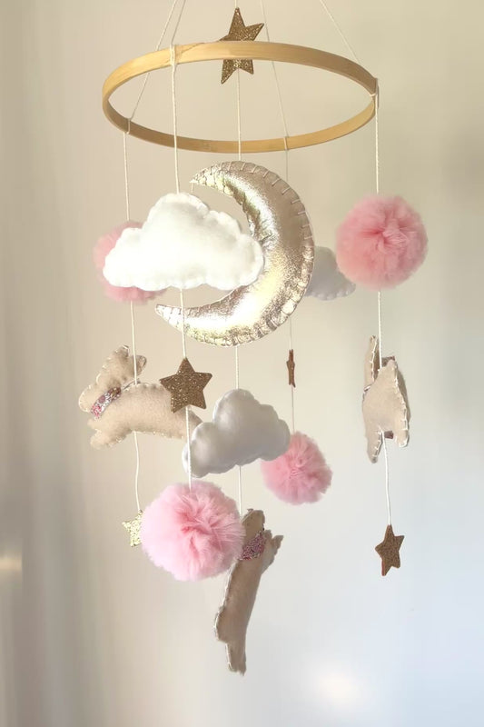 Pom Pom Bunny Baby Mobile